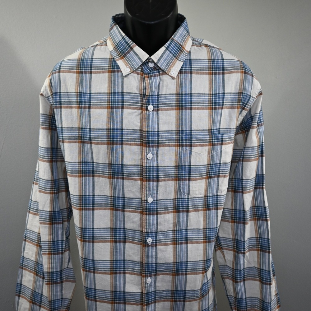 Bonobos‎ Dress Shirt Hemp Plaid Slim Fit Long Sleeve Button Up Mens Size XL